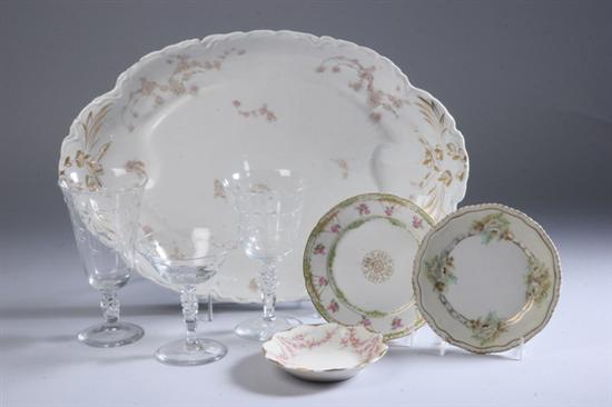 Appraisal: COLLECTION OF PORCELAIN AND GLASS TABLEWARE Including eleven Limoges green