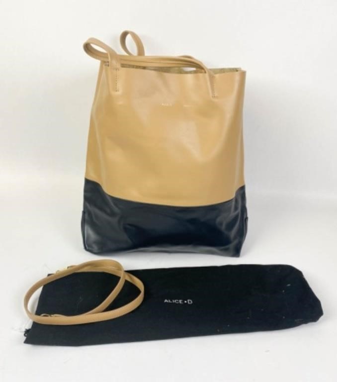 Appraisal: Alice D leather tote in tan and black double handle