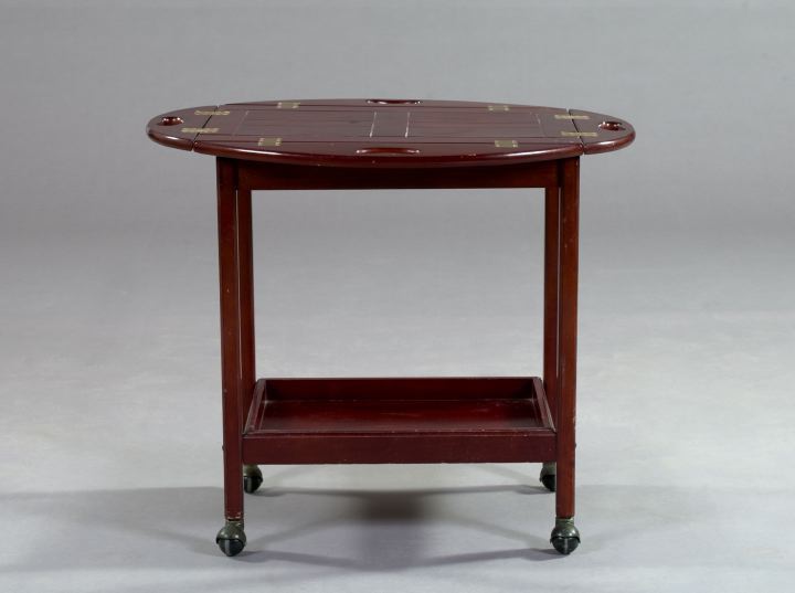 Appraisal: George III-Style Mahogany Fold-Down Serving Tray-on-Stand the removable tray with