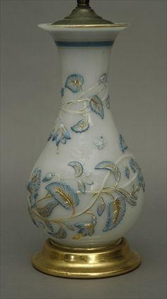 Appraisal: Continental Gilt and Enameled Glass Vase Mounted as a Lamp