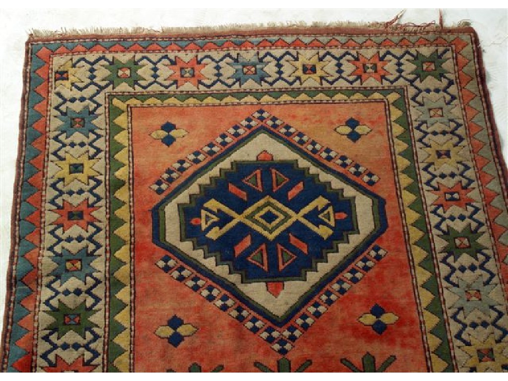 Appraisal: TURKISH KARS RUG with two medallions m by m -