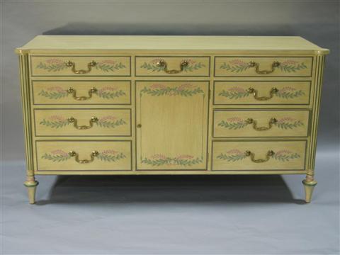 Appraisal: SMITH WATSON YELLOW PAINTED DRESSER th century painted chest of