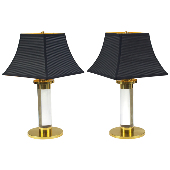 Appraisal: Frederick Cooper table lamps pair Chicago solid lucite columns over