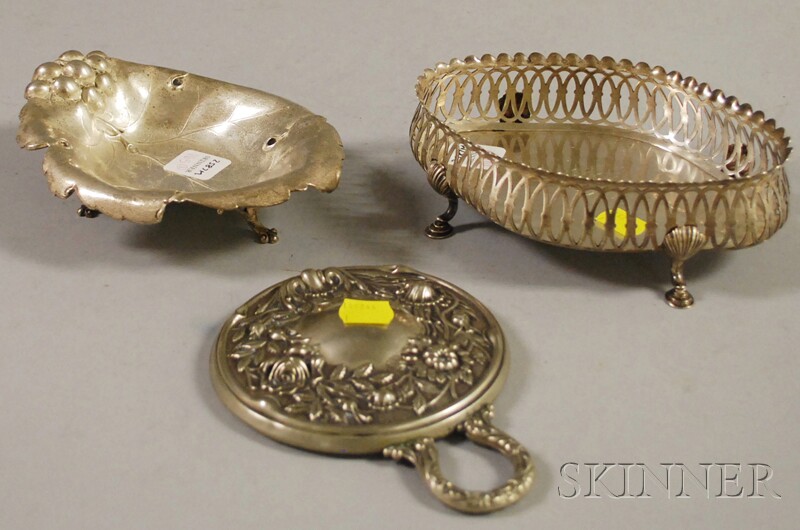 Appraisal: Three Small Sterling Silver and Silver-mounted Articles a Gorham reticulated