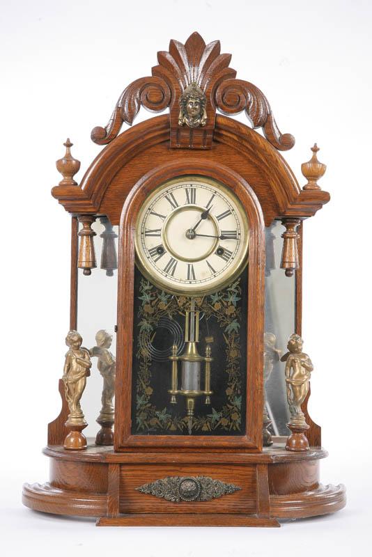 Appraisal: NEW HAVEN MANTLE CLOCK Eight day time and strike Walnut