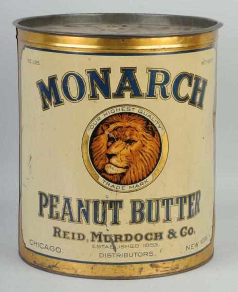 Appraisal: Large Monarch Peanut Butter Tin Description Nice image of lion