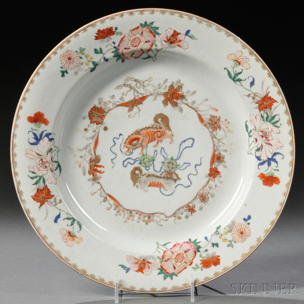 Appraisal: Chinese Export Porcelain Charger c decorated in the famille rose