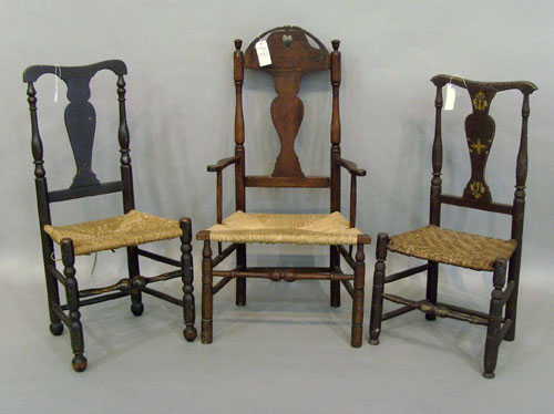 Appraisal: Three New England country dining chairs th th c