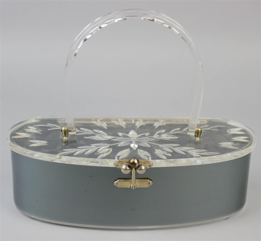 Appraisal: VINTAGE FLORIDA LUCITE HANDBAG MADE IN MIAMI SIGNED with clear