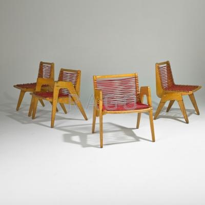 Appraisal: STYLE OF KLAUS GRABE THE DISPLAYERS Set of four chairs