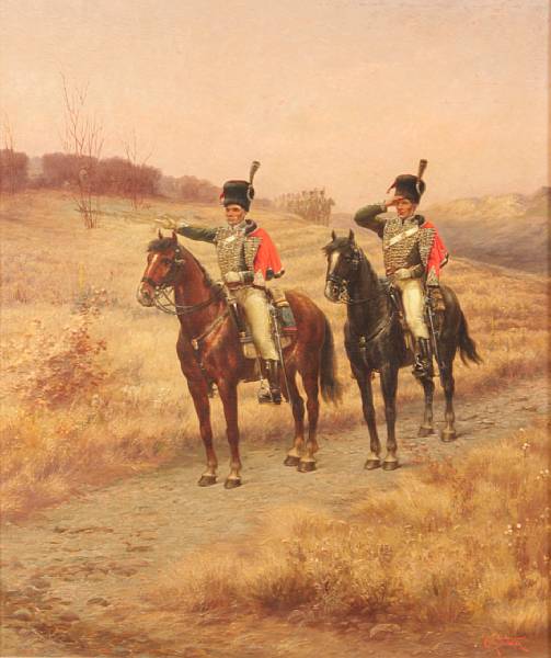 Appraisal: Property from various owners Military men on horseback signed 'O