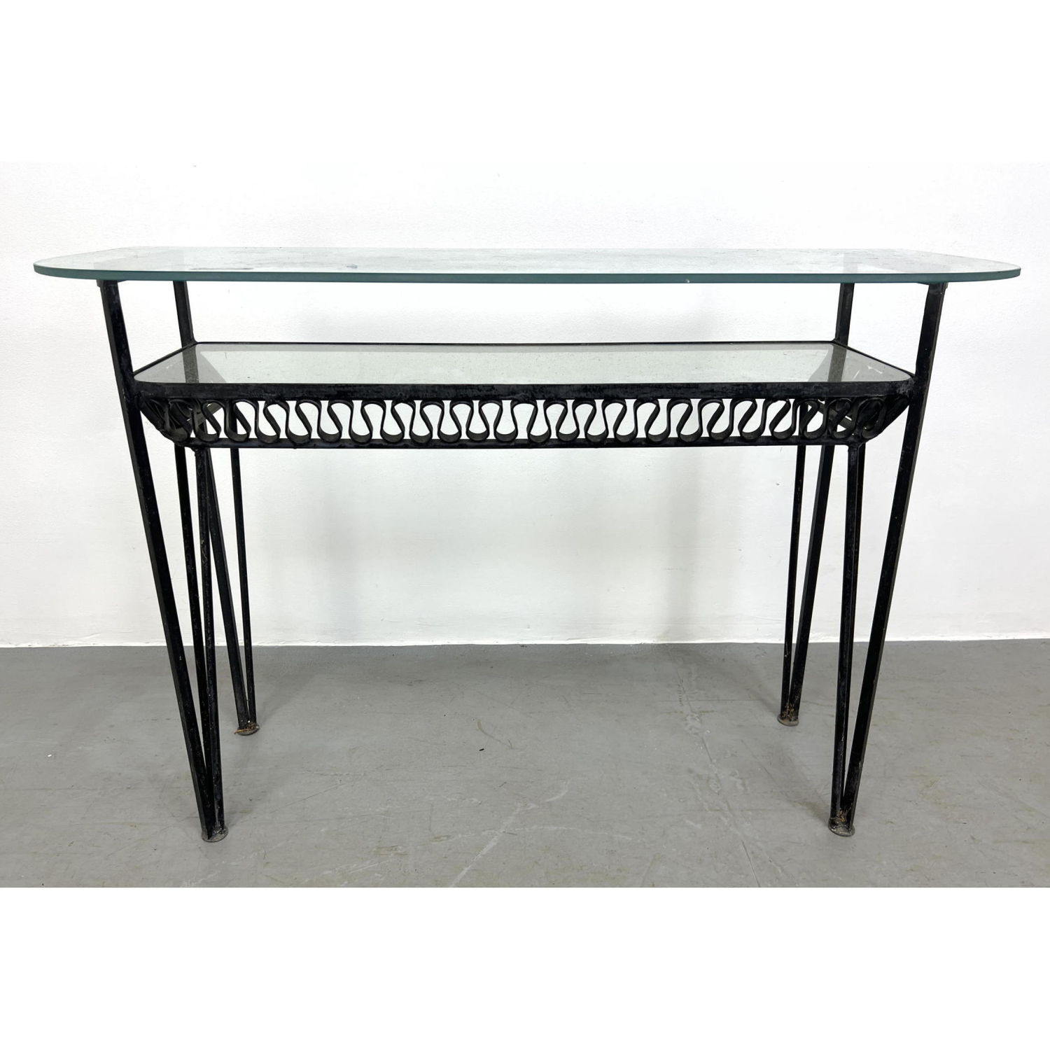 Appraisal: Rare MAURICIO TEMPESTINI for Salterini Wrought Iron Console Serving Table