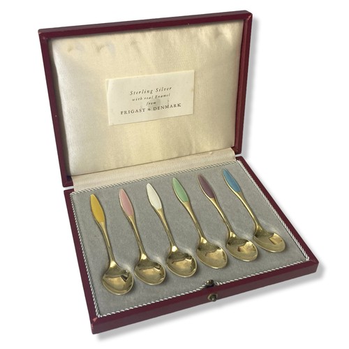 Appraisal: Set of six cased Art Deco Frigast Denmark Silver Guilloche