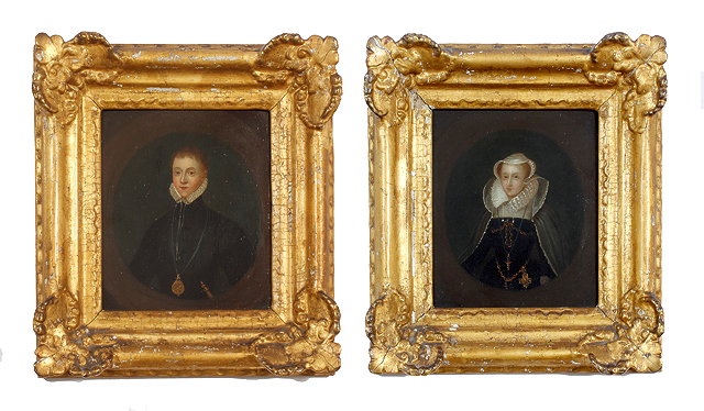 Appraisal: A PAIR OF ANTIQUE ENGLISH SCHOOL HALF LENGTH PORTRAITS of