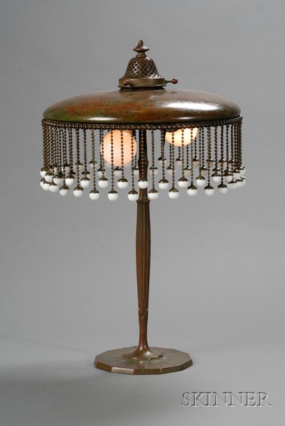 Appraisal: Tiffany Studios Table Lamp Bronze and glass New York Parasol