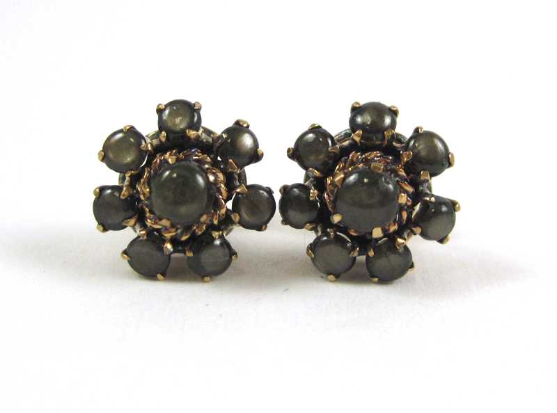 Appraisal: PAIR OF BLACK STAR SAPPHIRE EARRINGS each k rose gold