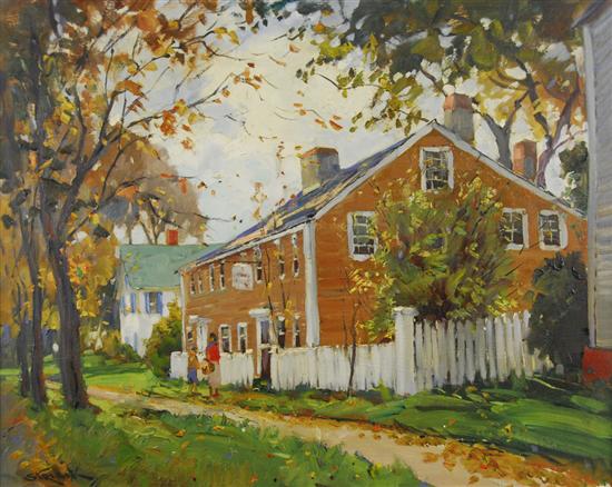 Appraisal: PAUL STRISIK American - COLONIAL TAVERN oil on canvas signed