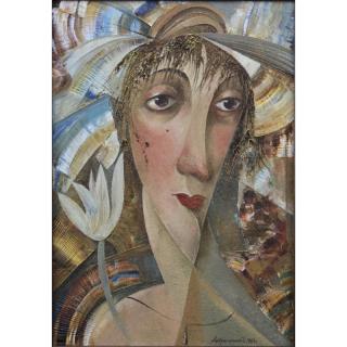 Appraisal: Irina Andruschenko Russian th C Oil on canvas Cubist Woman