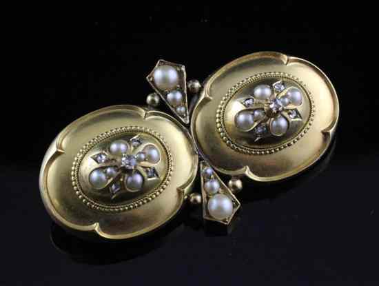 Appraisal: A late Victorian gold diamond and split pearl brooch conversion