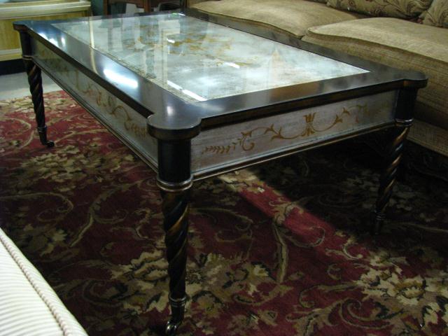 Appraisal: Lillian August Mirrored Cocktail Table with gold decoration '' x