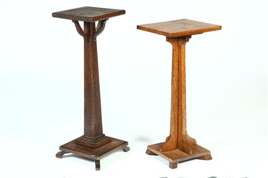 Appraisal: TWO ARTS CRAFTS PLANT STANDS American early th century oak