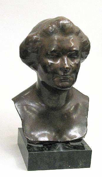 Appraisal: A patinated bronze portrait bust of the artist s mother