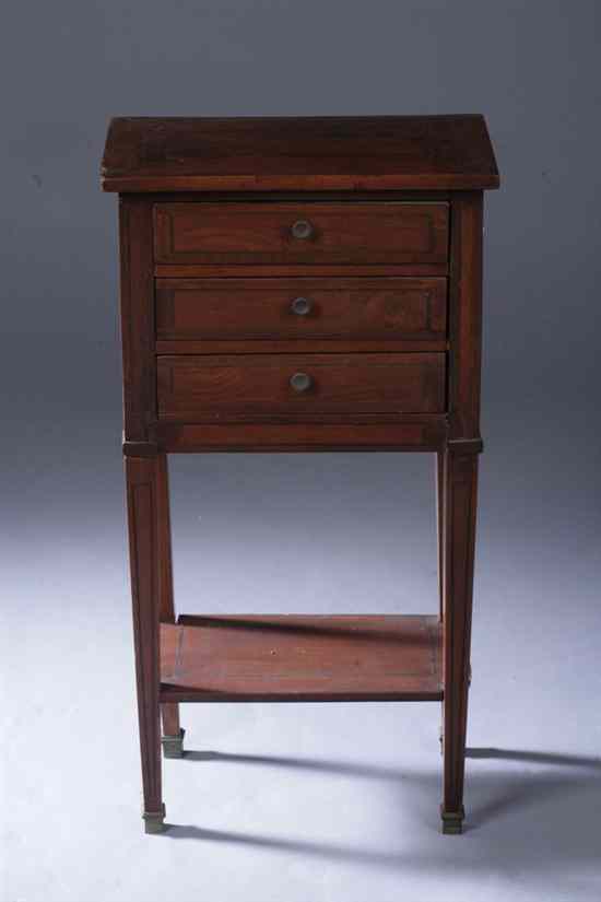 Appraisal: LOUIS XVI STYLE INLAID FRUITWOOD SIDE TABLE th century Rectangular