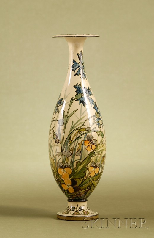 Appraisal: Doulton Lambeth Faience Ware Mantel Vase dated with wide flared