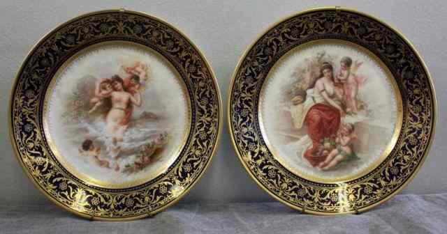 Appraisal: Pair of Royal Vienna Painted Plates with ClassicalScenes Artist signed