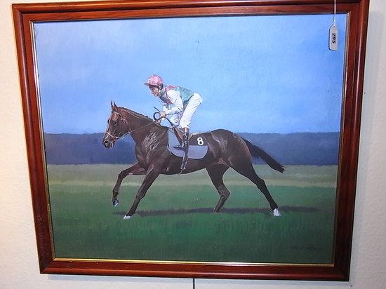 Appraisal: BARRY HOBSON British th Century On the Gallop signed lower