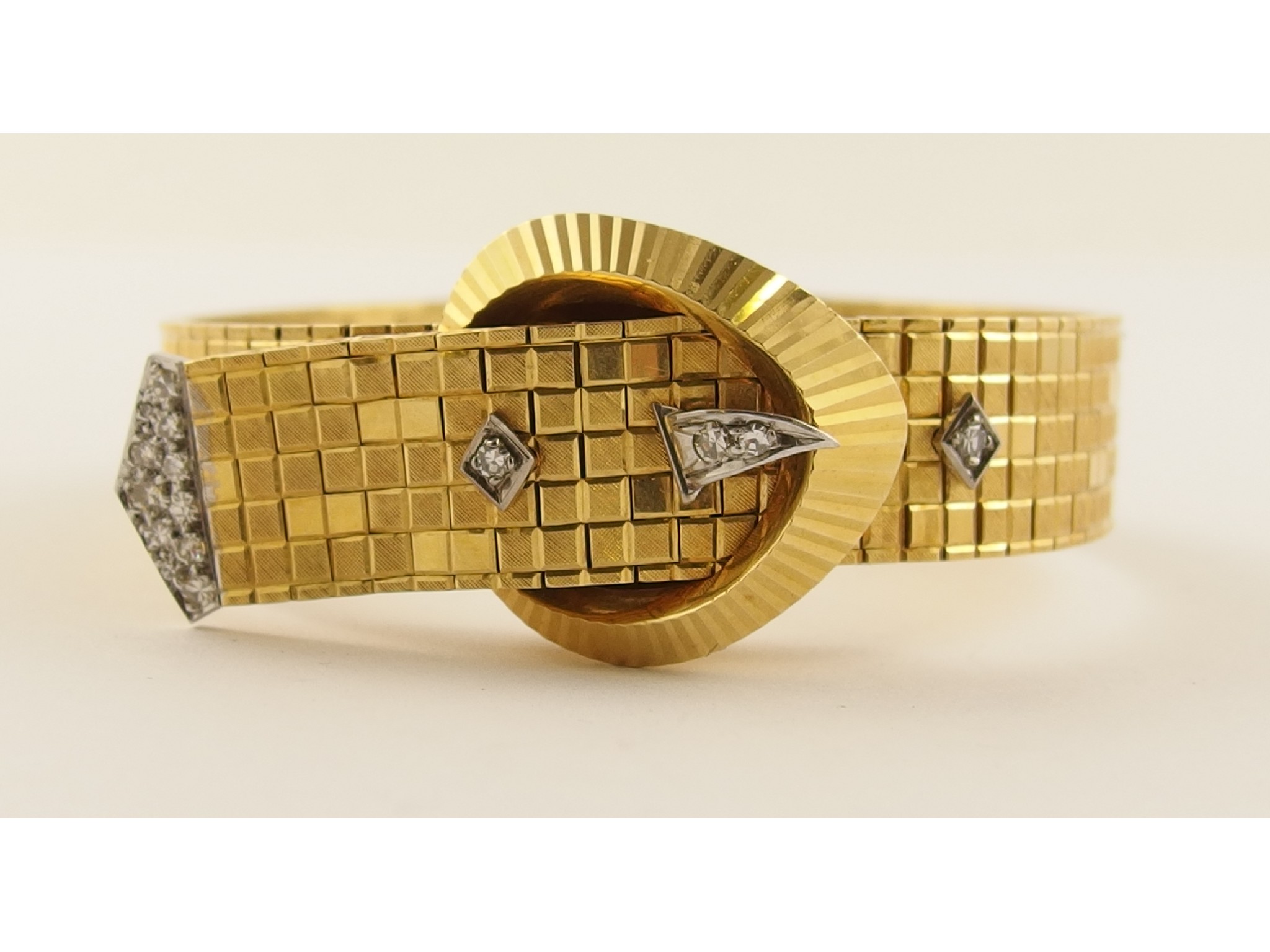 Appraisal: An ct gold 's diamond set cocktail watchwith a diamond