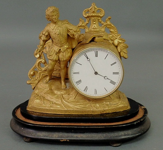 Appraisal: French gilt mantel clock th c with a wood base