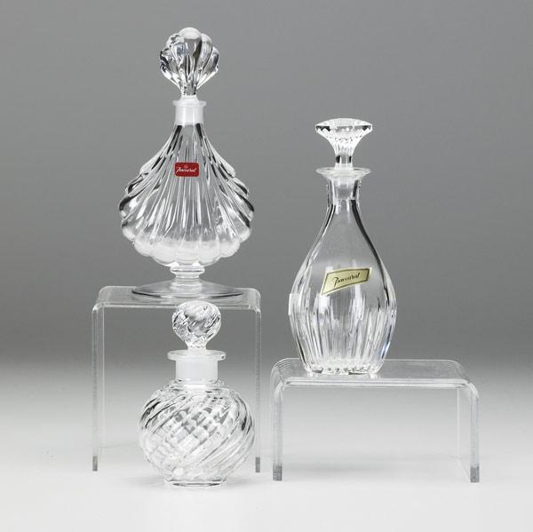 Appraisal: THREE BACCARAT PERFUMES Mid- s All etched Baccarat Tallest