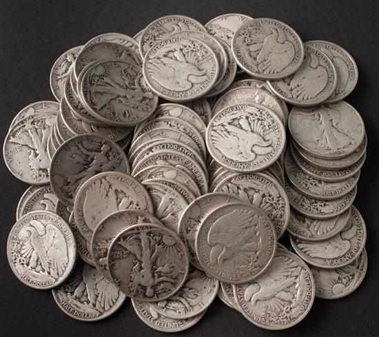 Appraisal: Seventy-nine Walking Liberty type silver half dollars various dates and