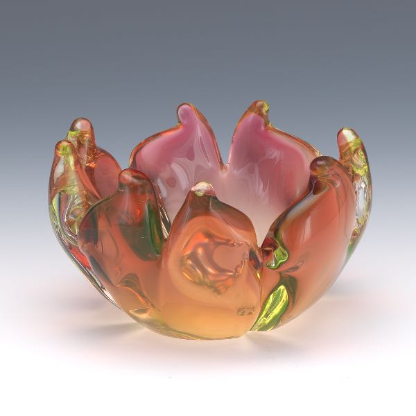 Appraisal: FLAVIO POLI FOR SEGUSO URANIUM GLASS BOWL x Flower shaped