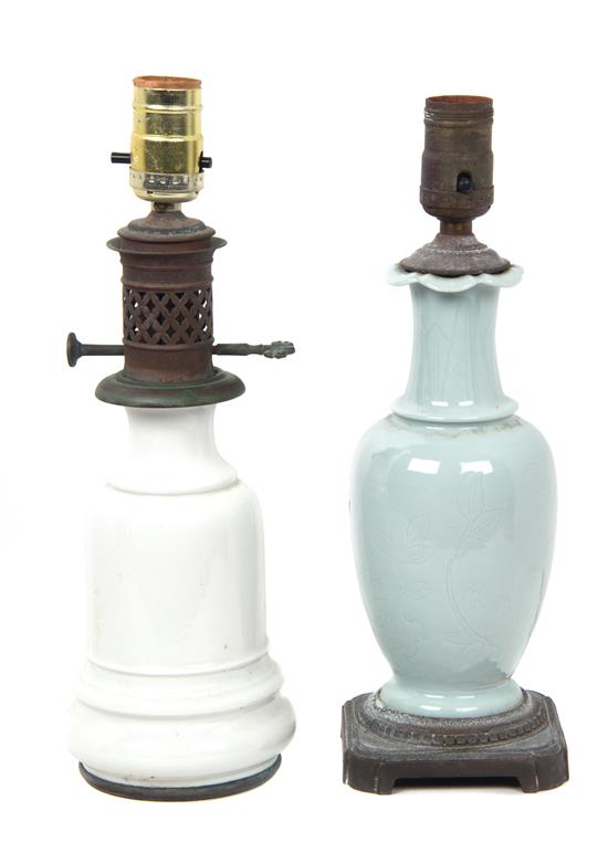 Appraisal: Sale Lot Two Small Ceramic Table Lamps Height of larger