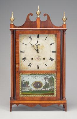 Appraisal: Eli Terry pillar-and-scroll clock original wooden face with gilt spandrels