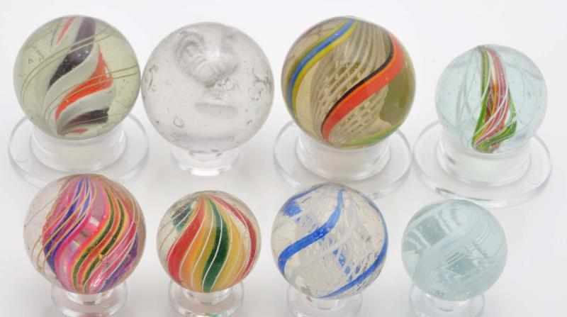 Appraisal: Lot of Assorted Handmade Marbles Description Includes coreless swirls one