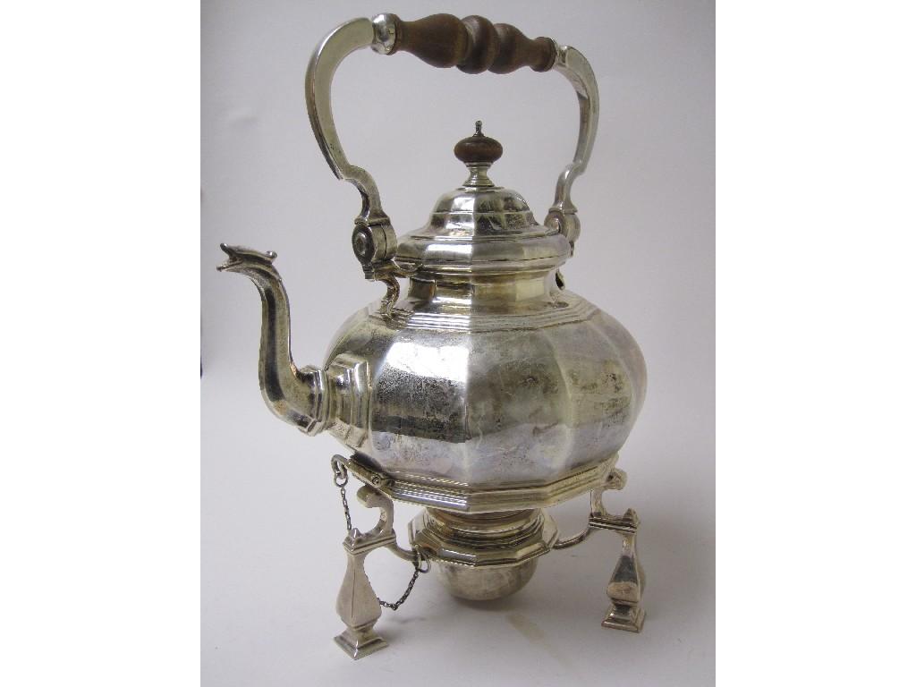 Appraisal: A George V twelve sided Tea Kettle on Stand with