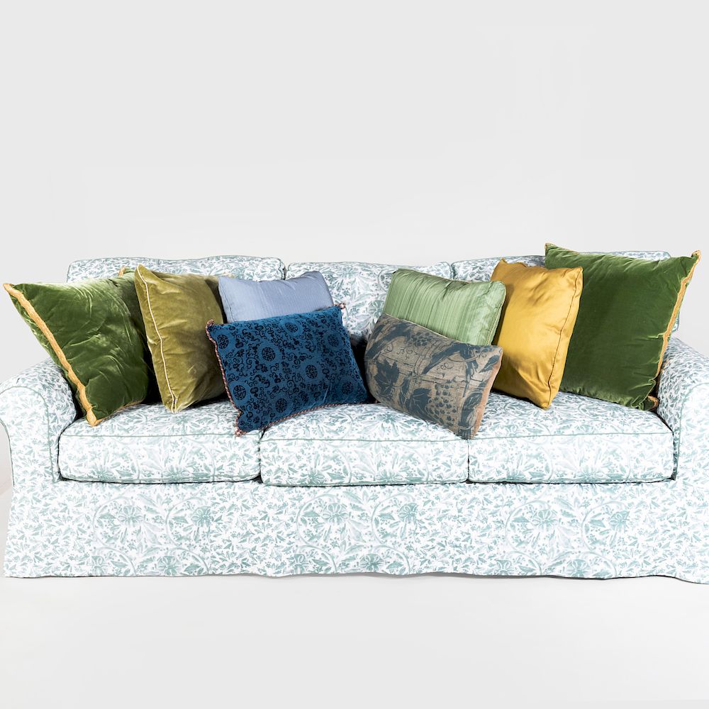 Appraisal: Miscellaneous Group of Eight Blue and Green Pillows Comprising one