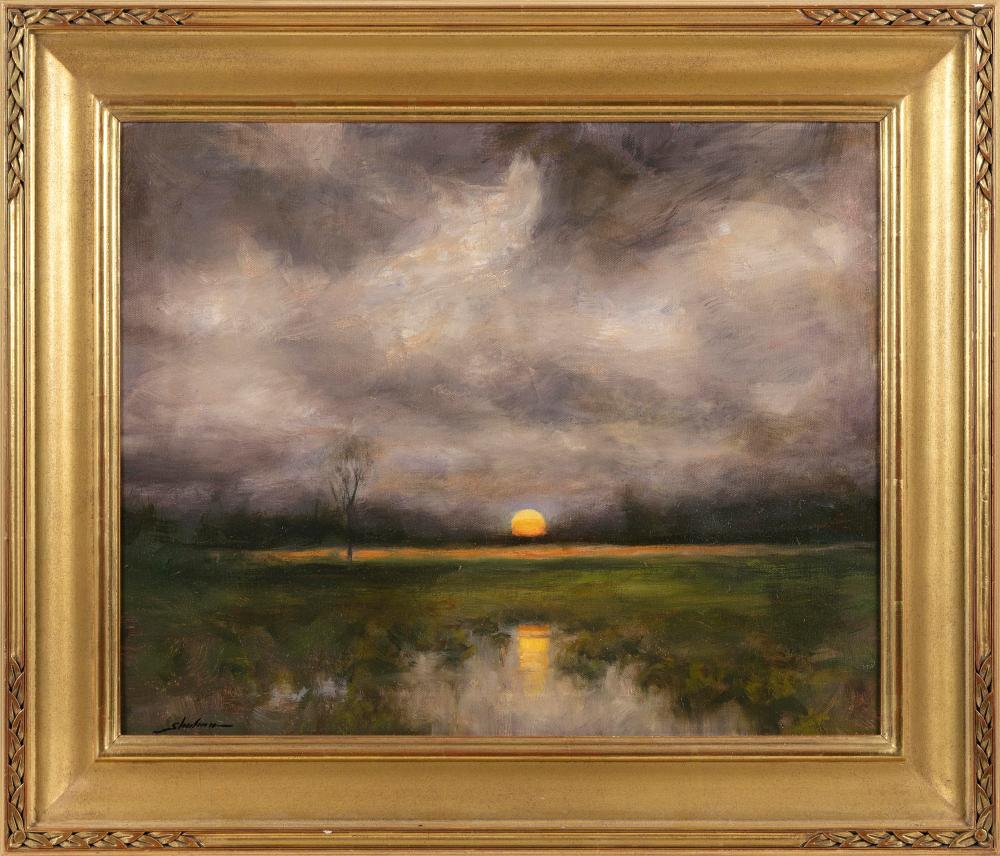 Appraisal: DENNIS SHEEHAN NEW HAMPSHIRE MASSACHUSETTS B LANDSCAPE AT DUSK OIL