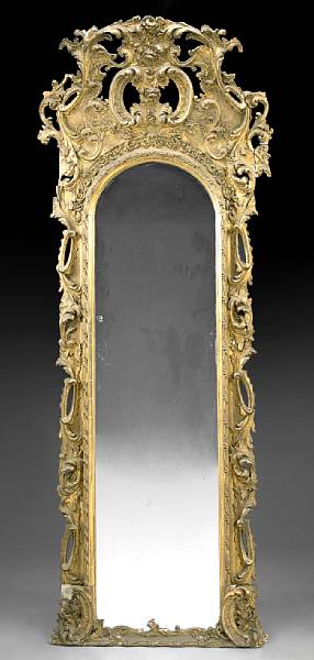 Appraisal: A Regence style carved giltwood pier mirror th century The