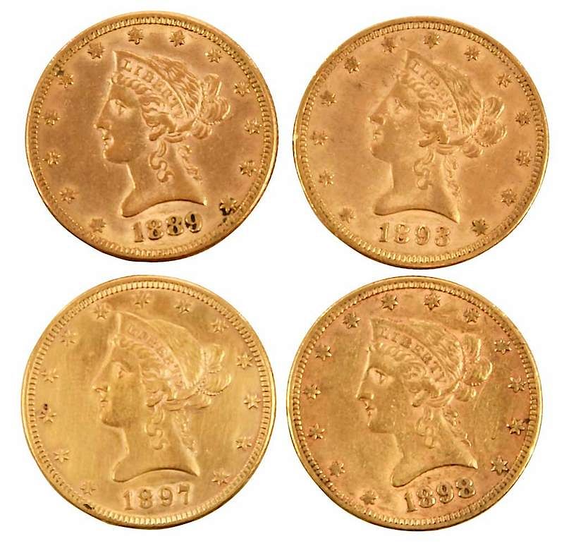 Appraisal: Group of Twelve Ten Dollar Gold Coins Liberty head dates