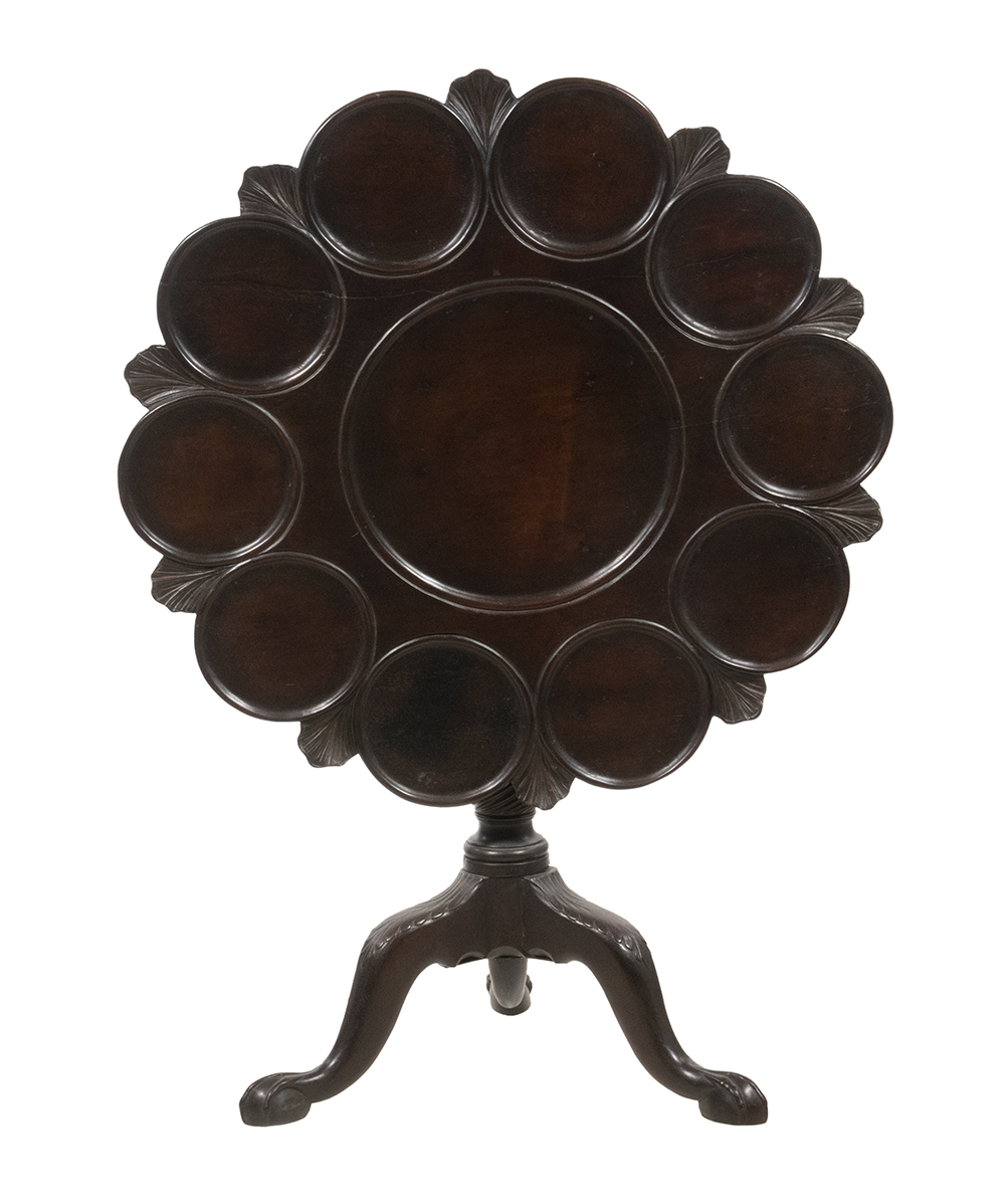 Appraisal: TH C IRISH CHIPPENDALE TILT TOP SUPPER TABLE Fine Mahogany