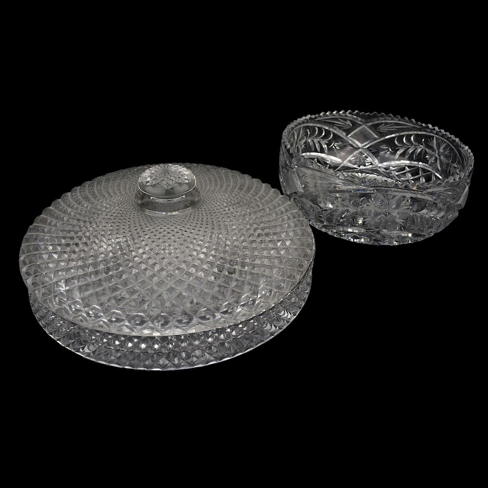 Appraisal: Two Vintage Glass Serving Pieces Two Vintage Pressed Glass Serving