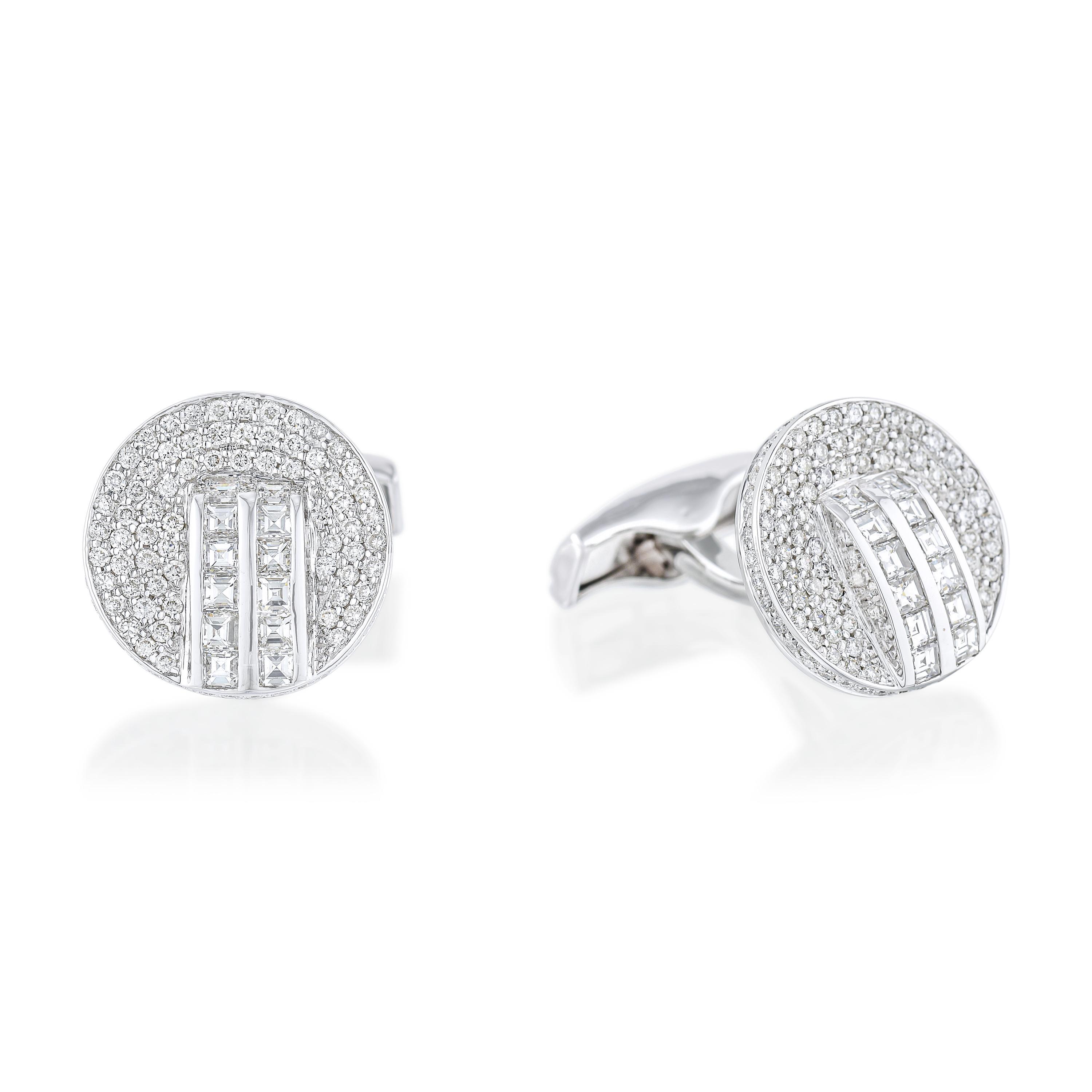 Appraisal: DIAMOND CUFFLINKS METAL K white gold GEMSTONE S square and