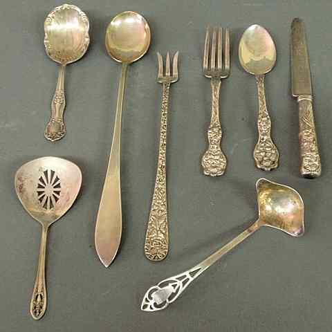 Appraisal: Group of misc sterling silver flatware to include a youth