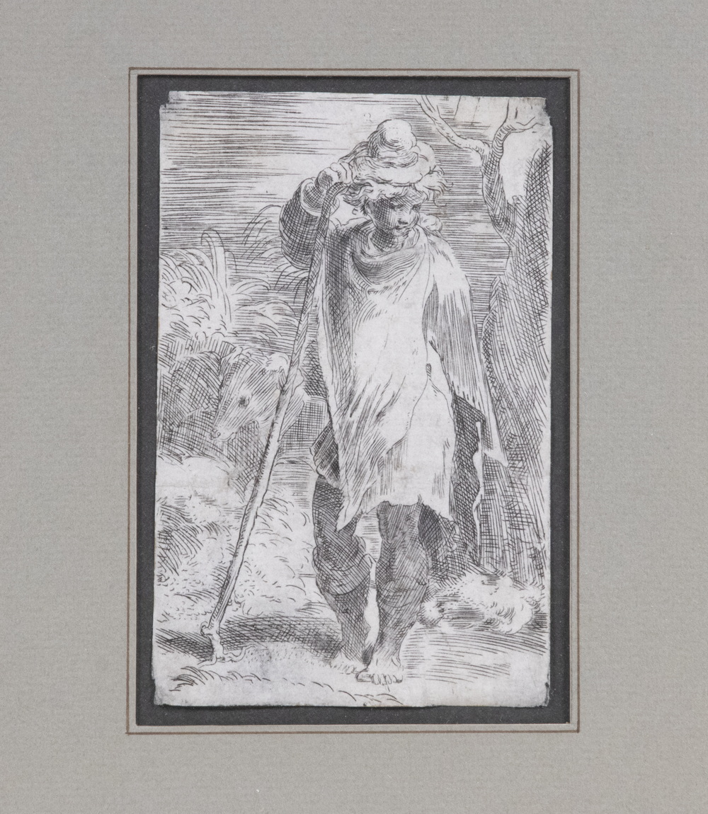 Appraisal: TH C ETCHING OF SHEPHERD A Young Shepherd with a