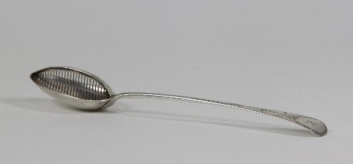 Appraisal: A George III silver strainer spoon Richard Crossley London with