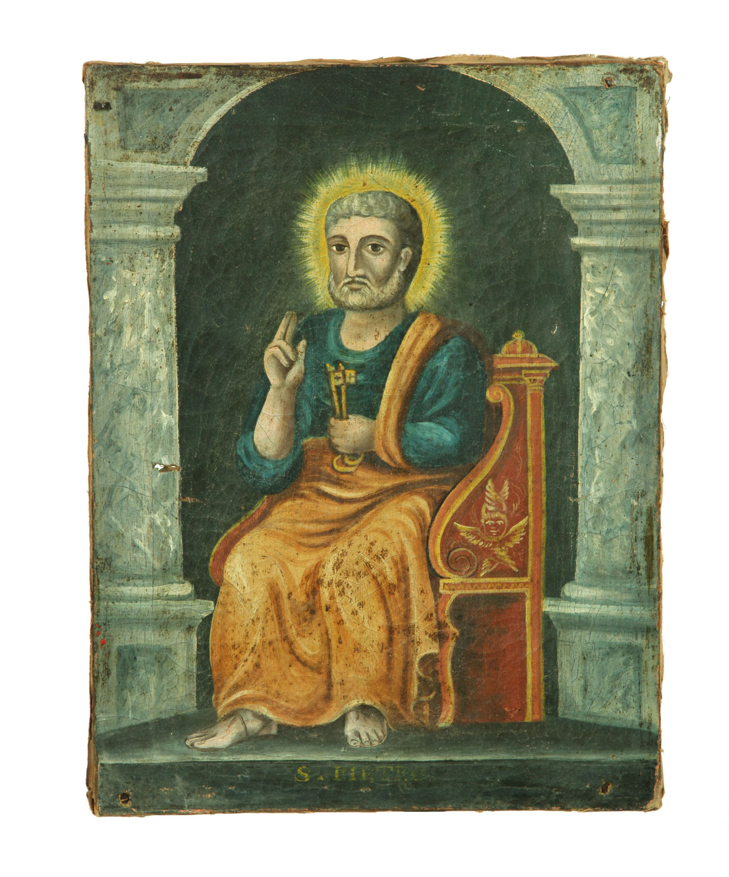 Appraisal: PORTRAIT OF ST PETER EUROPEAN SCHOOL TH CENTURY Oil on